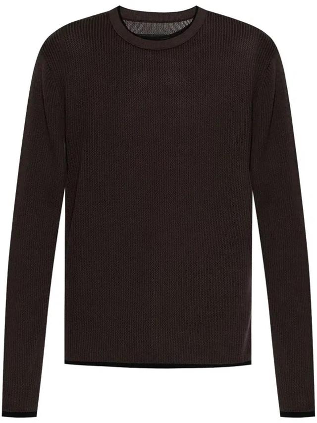 Crew-neck Ribbed Jumper In Brown Product Image