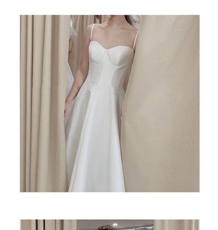 Spaghetti Strap Plain Maxi A-Line Wedding Dress Product Image