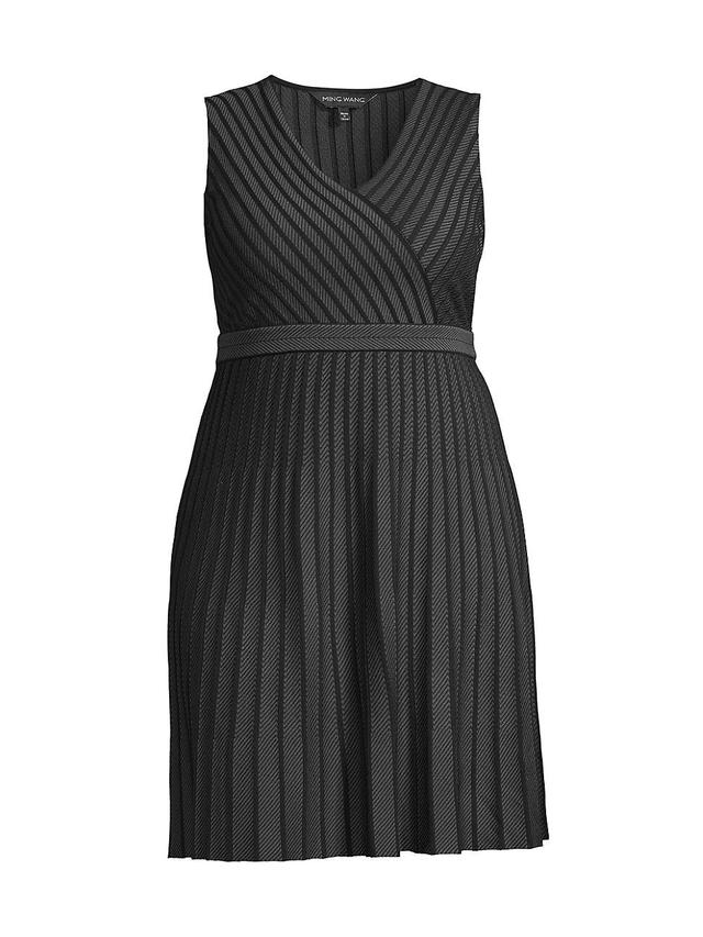 Womens Sleeveless Pleated Knit Dress Product Image