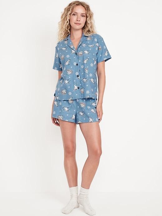 Printed Flannel Pajama Set Product Image