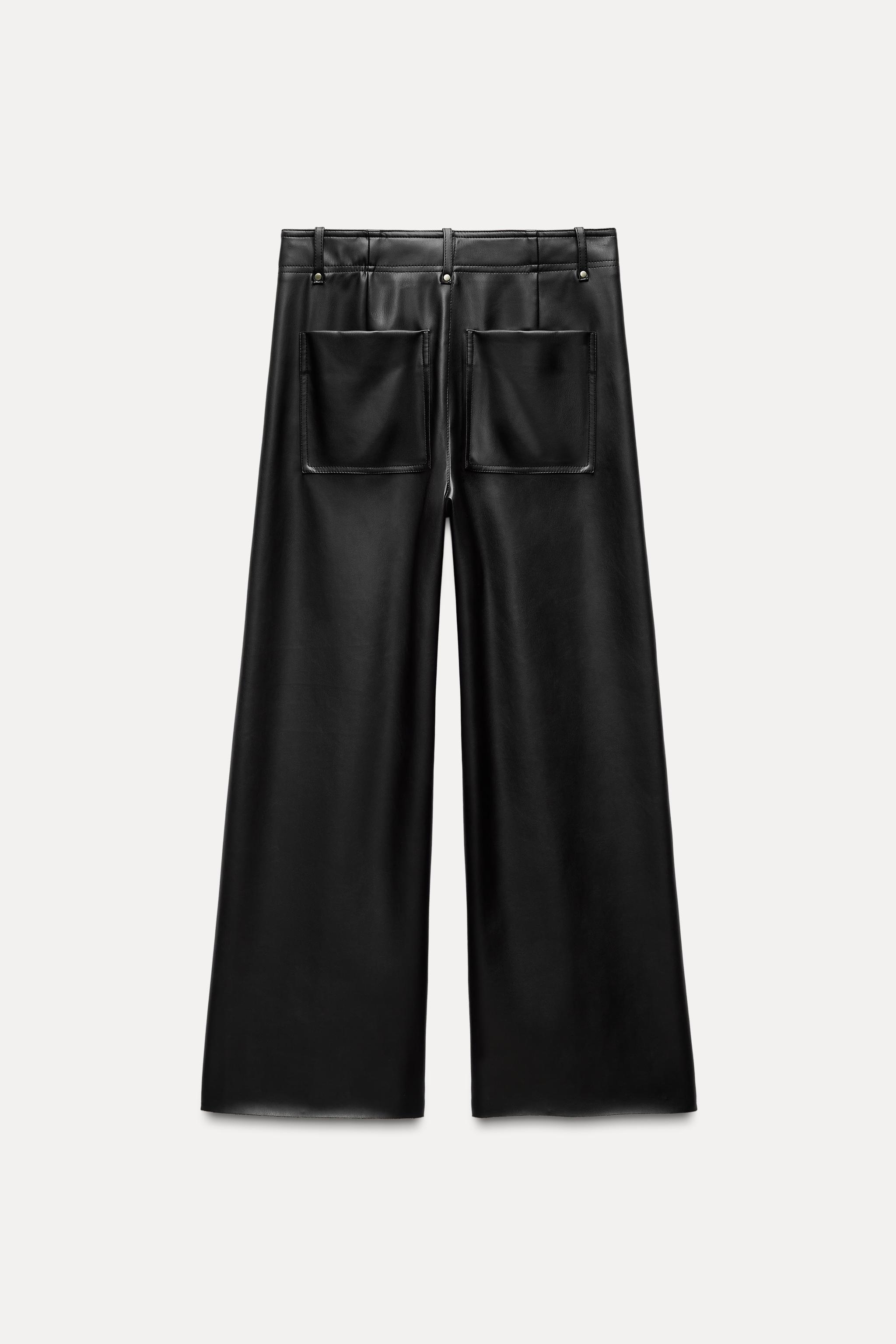 FAUX LEATHER WIDE LEG PANTS ZW COLLECTION Product Image