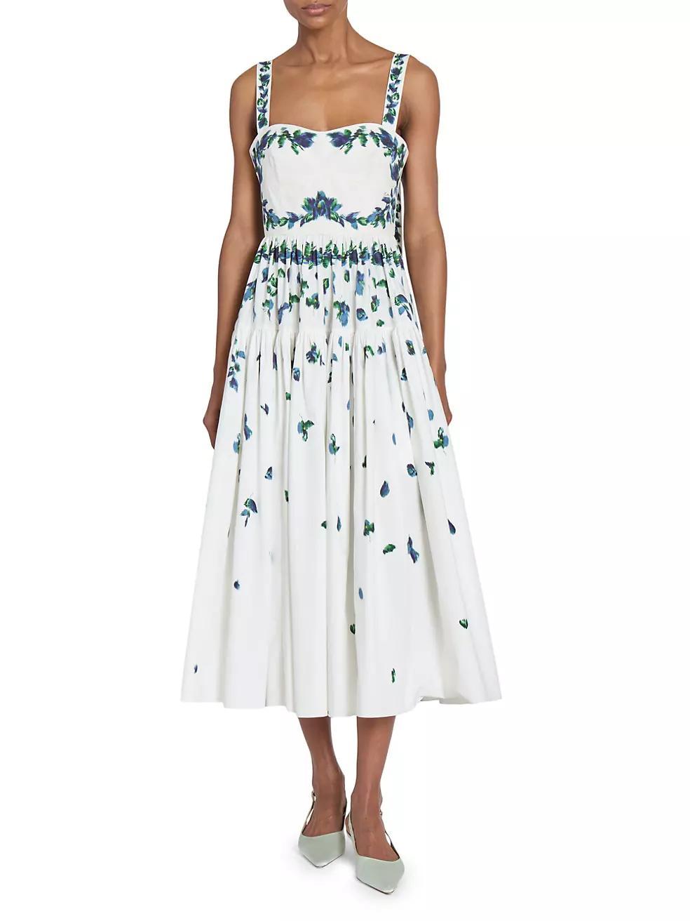 Tie-Strap Cotton Midi-Dress Product Image