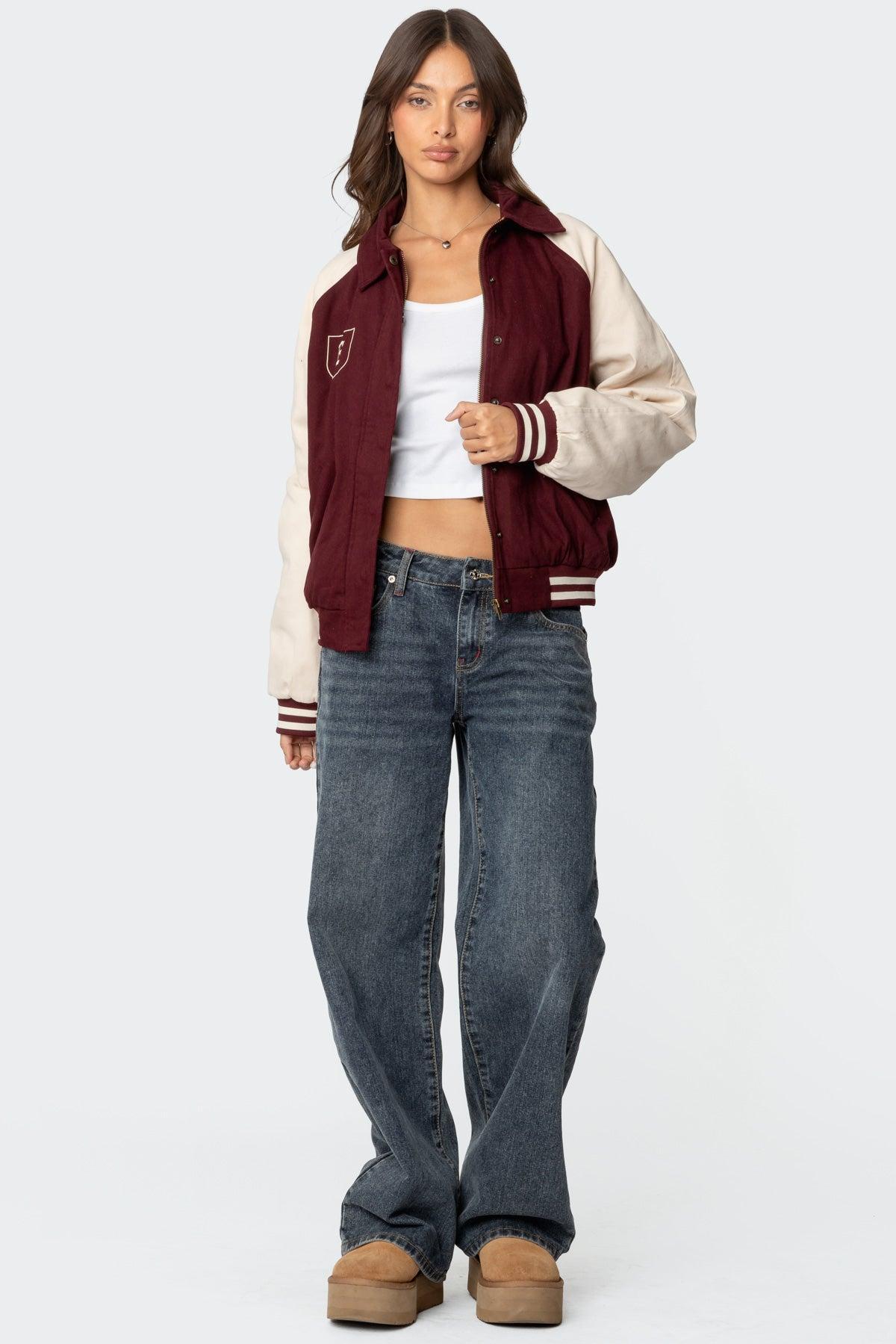 Varsity Oversized Bomber Jacket Product Image