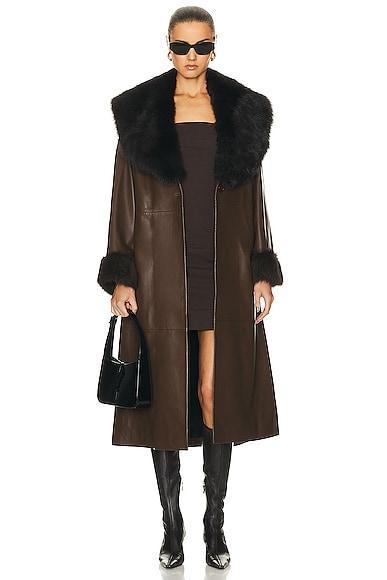 NOUR HAMMOUR Freja Relaxed Belted Trench Coat in Brown Product Image