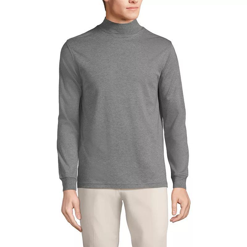 Big & Tall Lands End Super Soft Supima Mock Turtleneck, Mens Dark Grey Heather Product Image