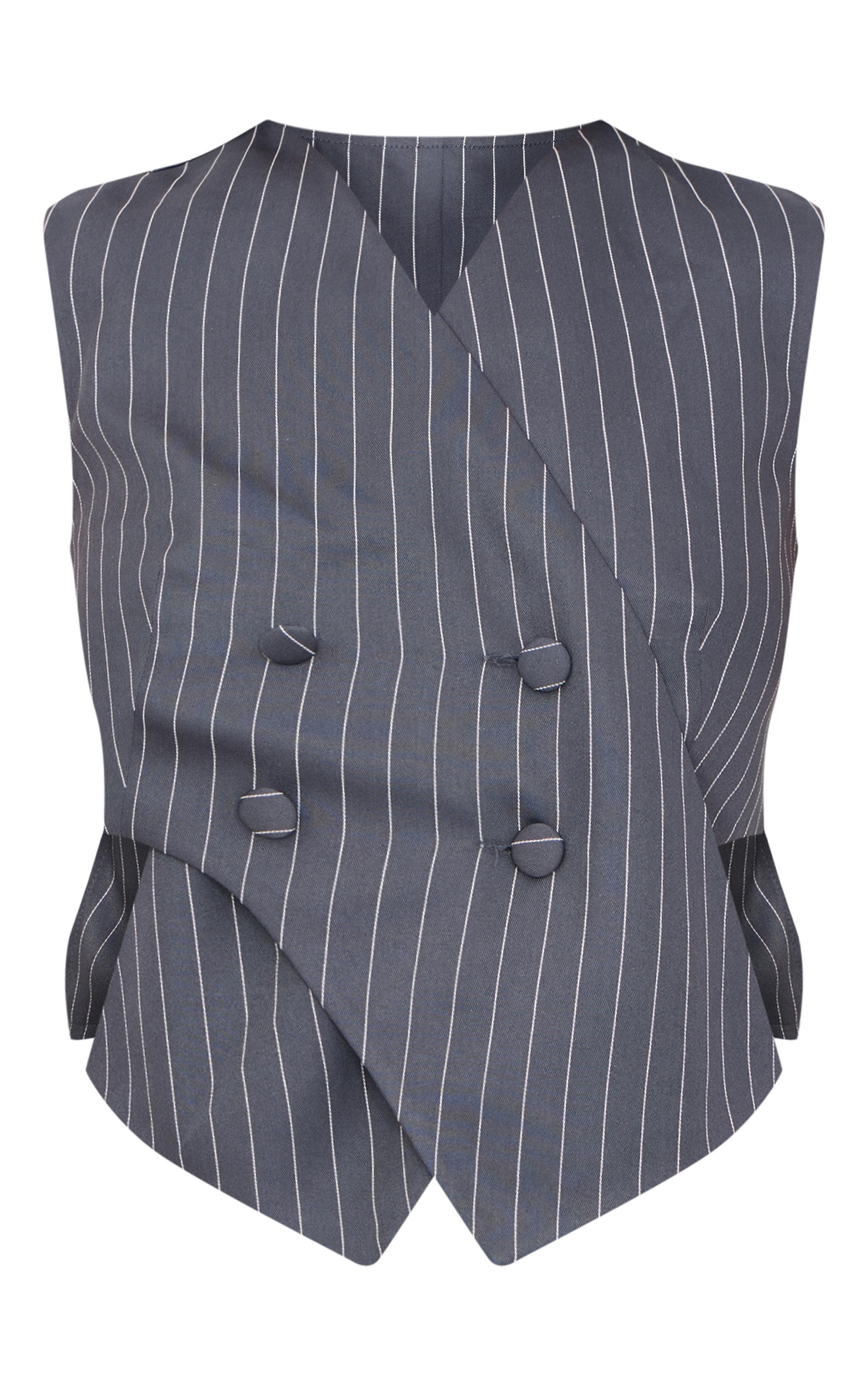 Charcoal Pinstripe Asymmetric Vest Product Image