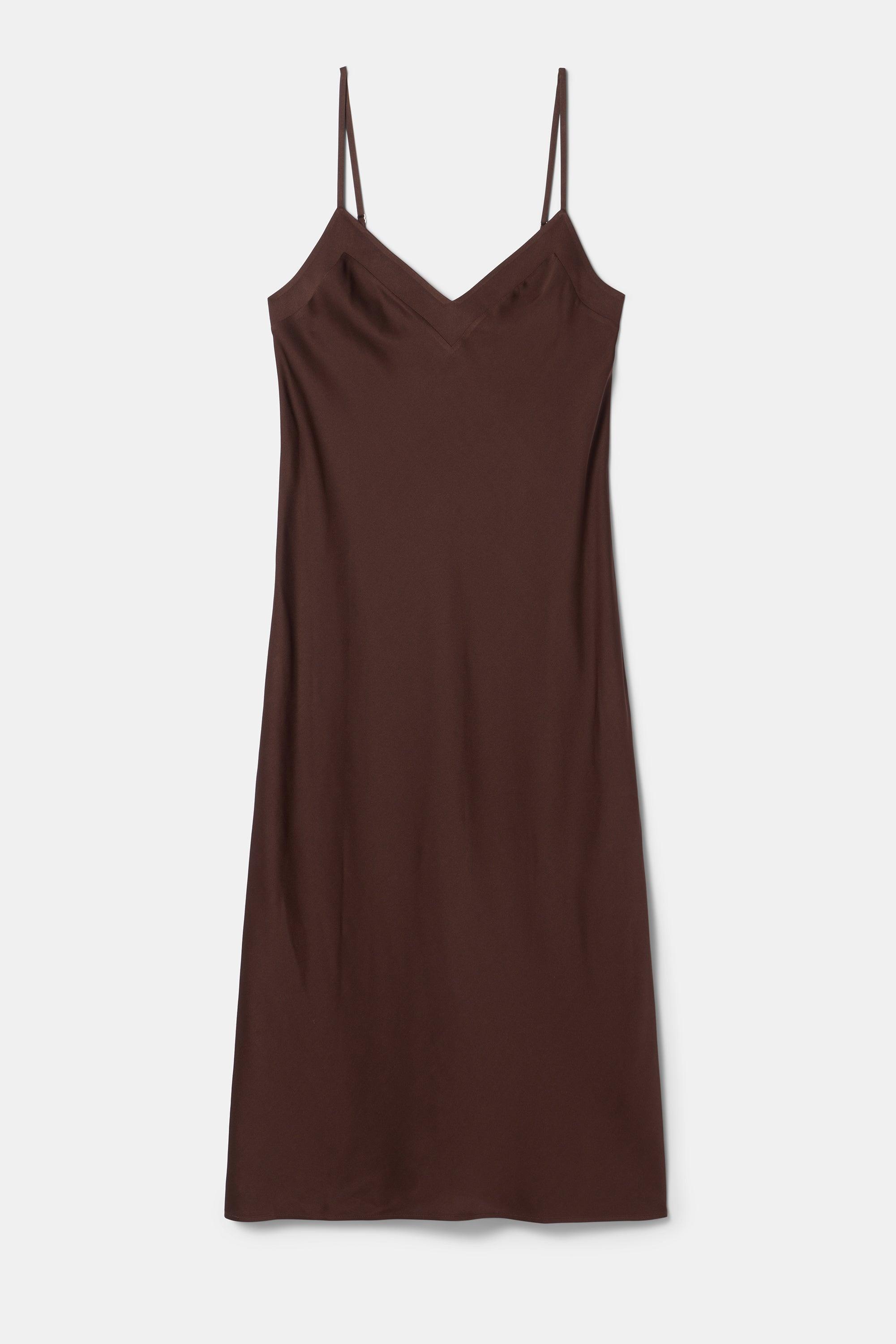 Briana Washable Silk Dress - Espresso Product Image