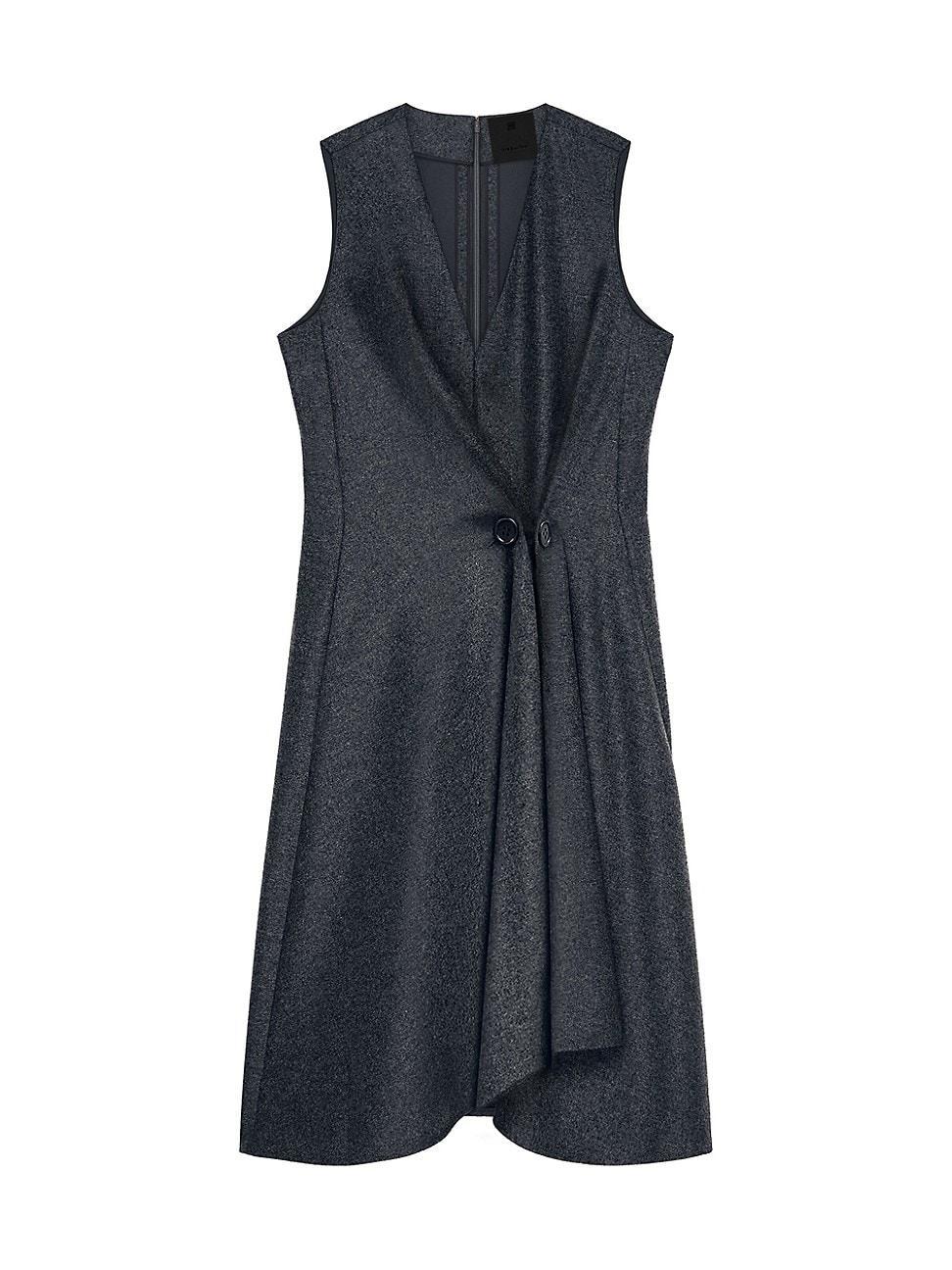 Womens Dress with Buttons and Pleated Effect in Wool Product Image