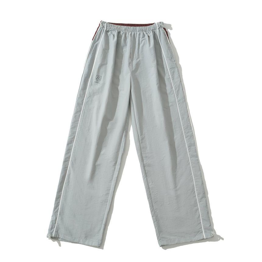 Elastic Waist Two Tone Contrast Trim Wide Leg Cargo Pants Product Image