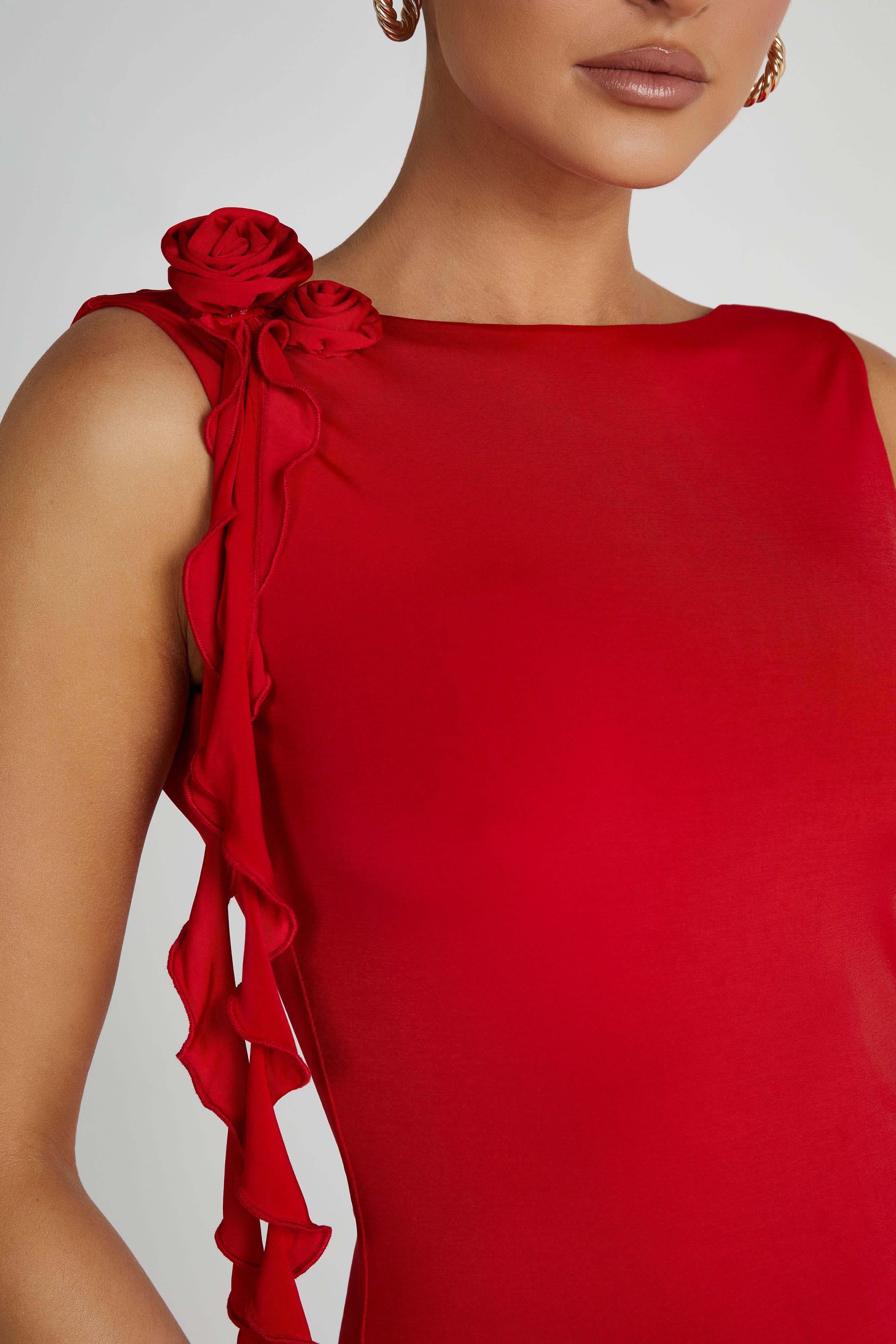 Bronte Backless Rose Mini Dress - Red Product Image