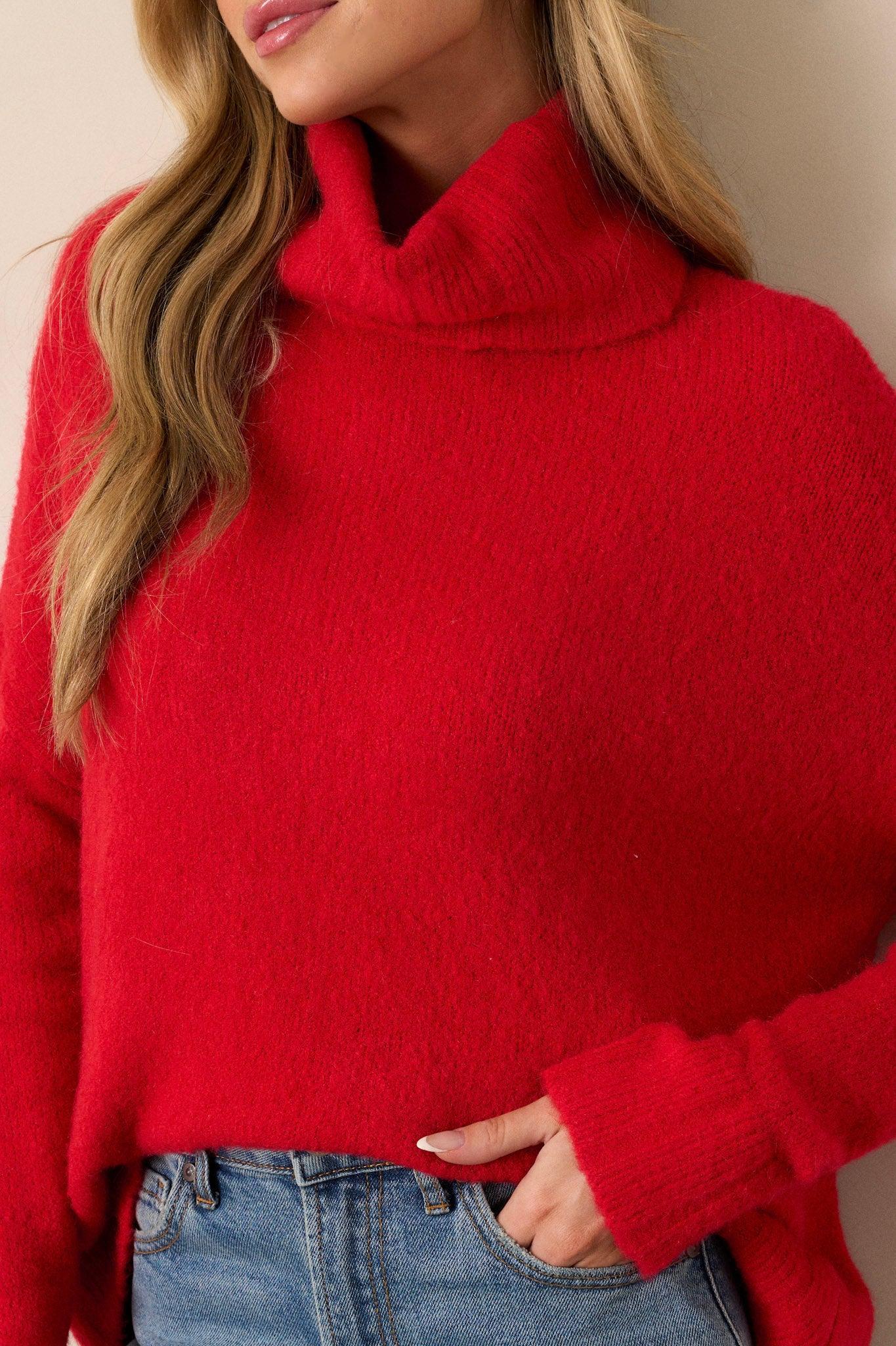 Say Anything Red Turtleneck Sweater Product Image