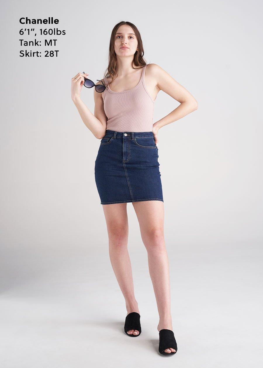 Classic Women's Tall Denim Skirt in Washed Indigo Blue Female Product Image