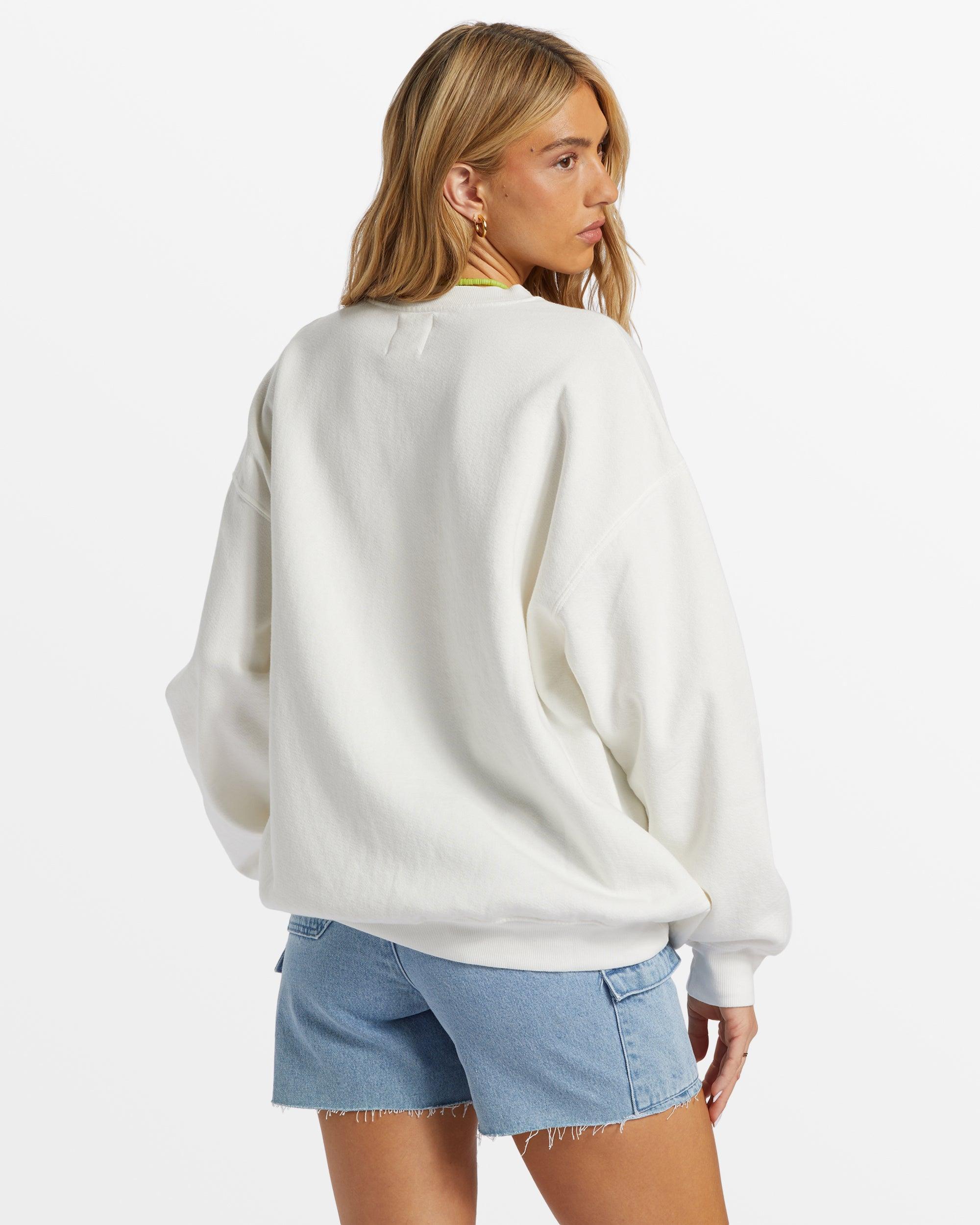 Ride In Oversized Crewneck Sweatshirt - White Female Product Image