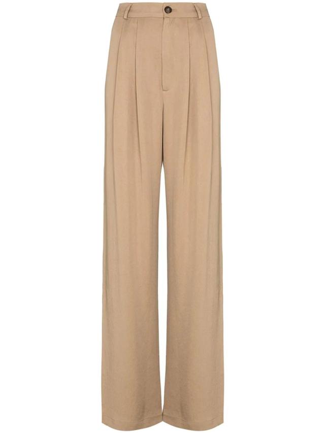 Mason Darted Wide Leg Trousers In Khaki Product Image