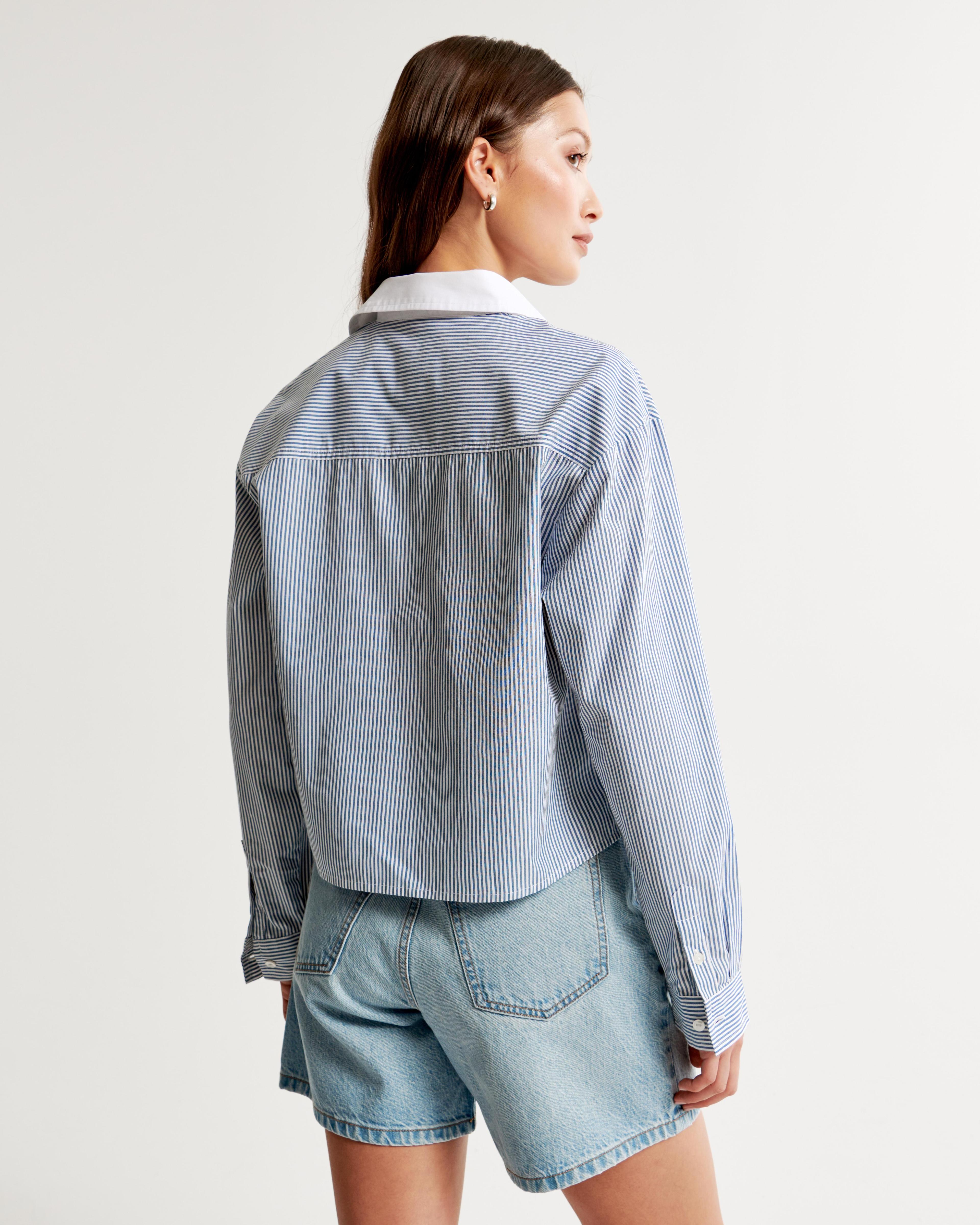 Oversized Cropped Poplin Shirt Product Image