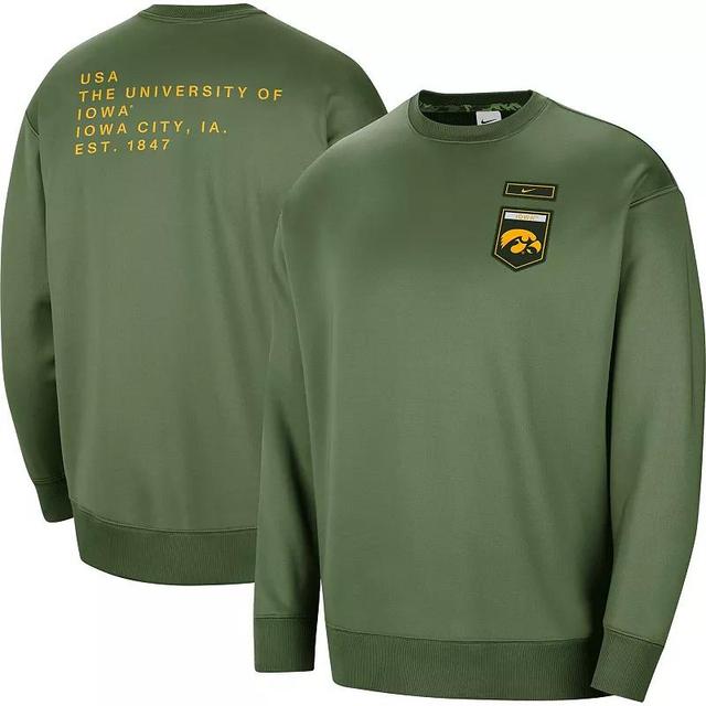 Womens Nike Olive Iowa Hawkeyes Military Collection All-Time Performance Crew Pullover Sweatshirt Product Image