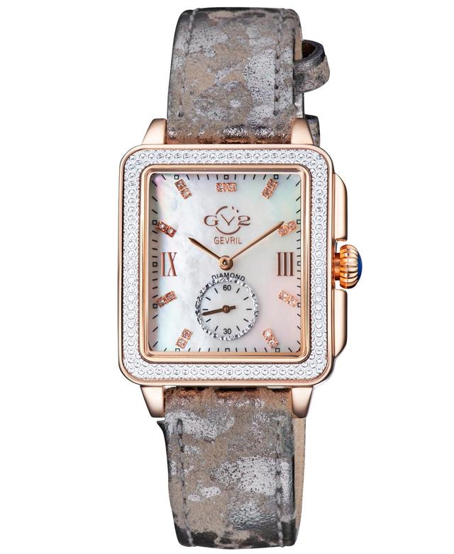 GV2 by Gevril Womens Bari Tortoise Swiss Quartz Diamond Accents Gray Handmade Italian Leather Strap Watch 34mm x 30mm - Gold Product Image