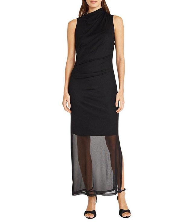 Donna Morgan Stretch Mesh High Neckline Sleeveless Dress Product Image