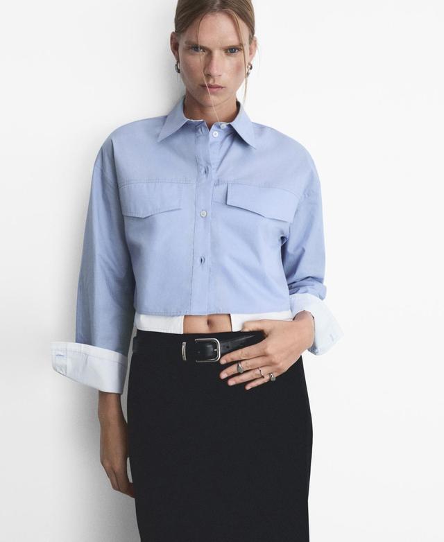 Mango Womens Combination Crop Shirt Product Image