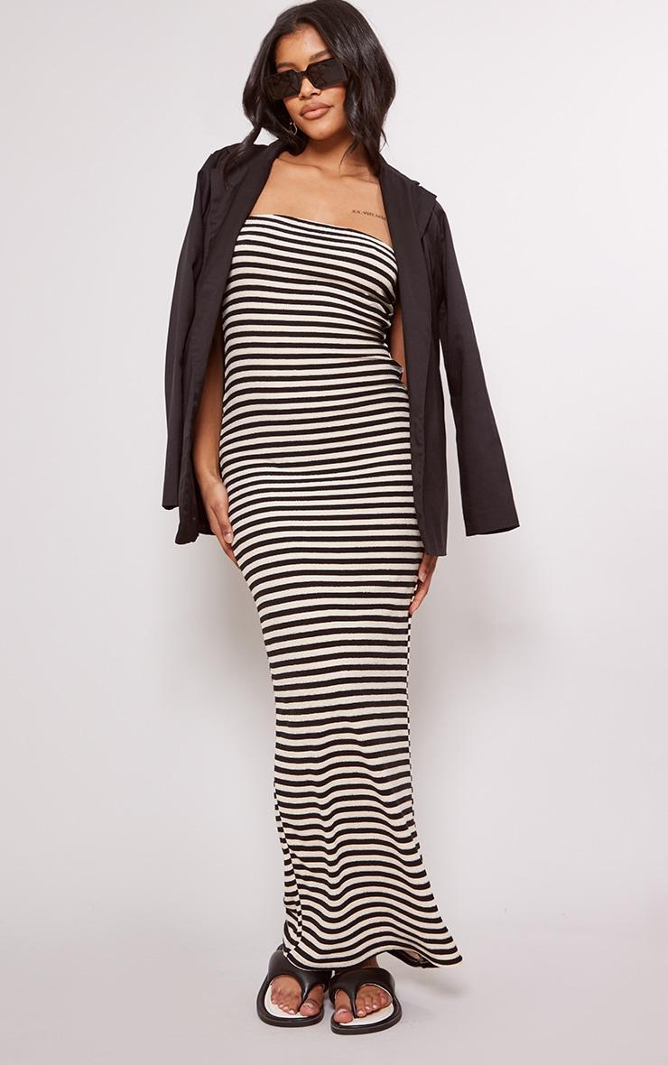 Monochrome Stripe Towelling Maxi Dress Product Image