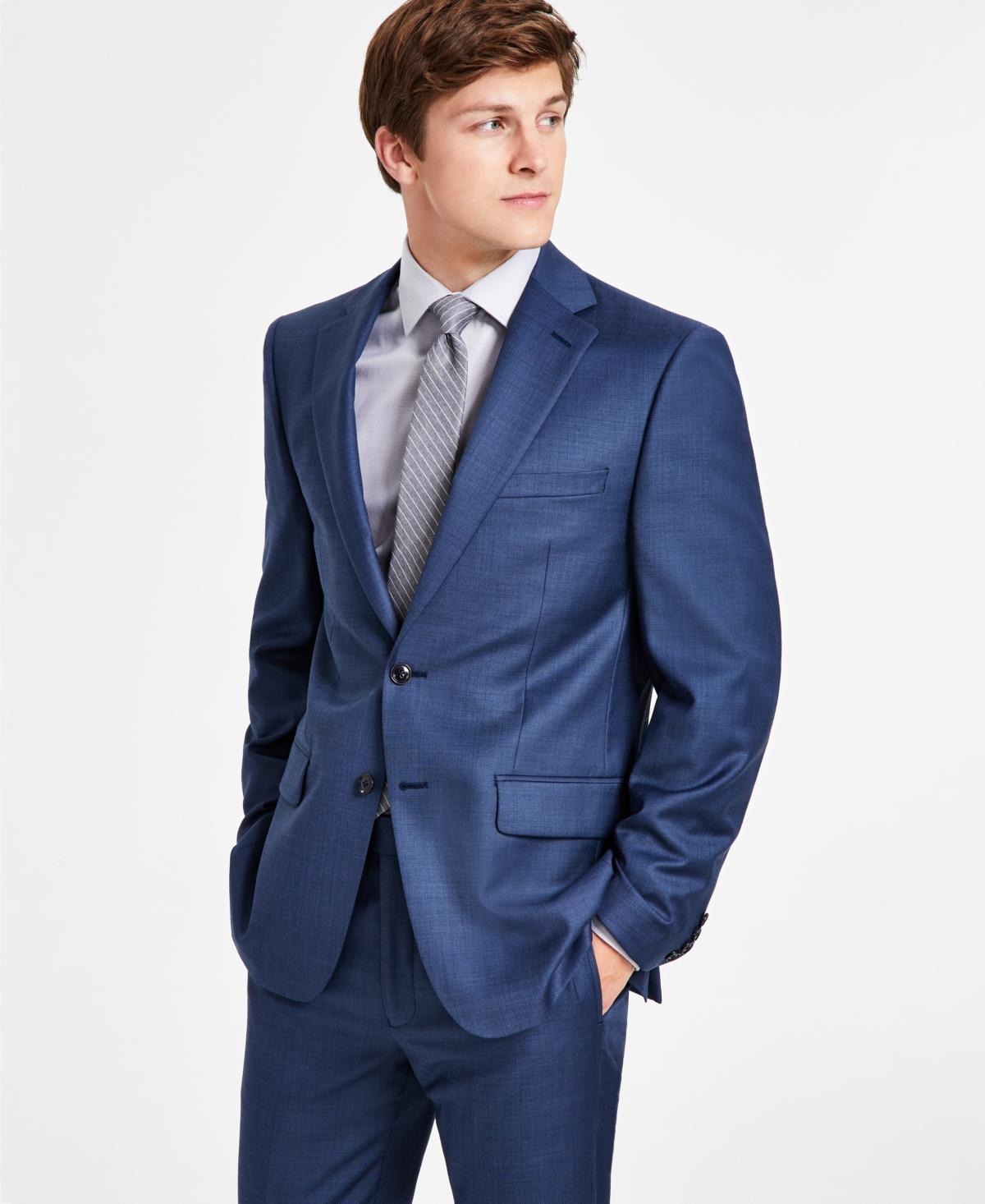 Calvin Klein Men's Slim Fit Dress Pant (Blue Birdseye) Men's Dress Pants Product Image