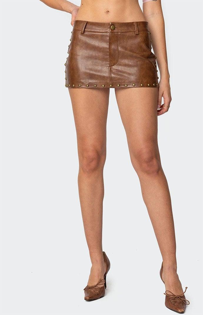 Edikted Women's Studded Faux Leather Mini Skort Product Image