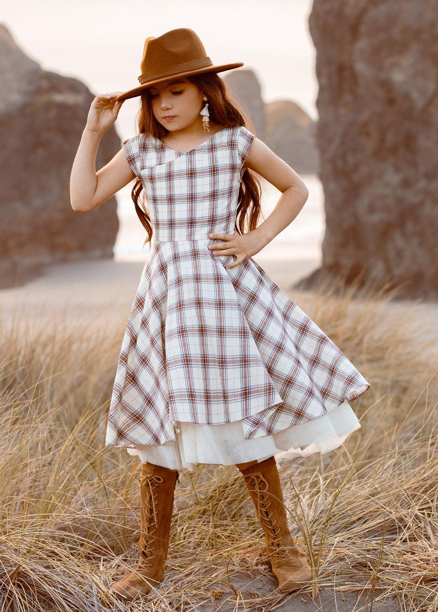 Lezah Dress in Cream Plaid Product Image