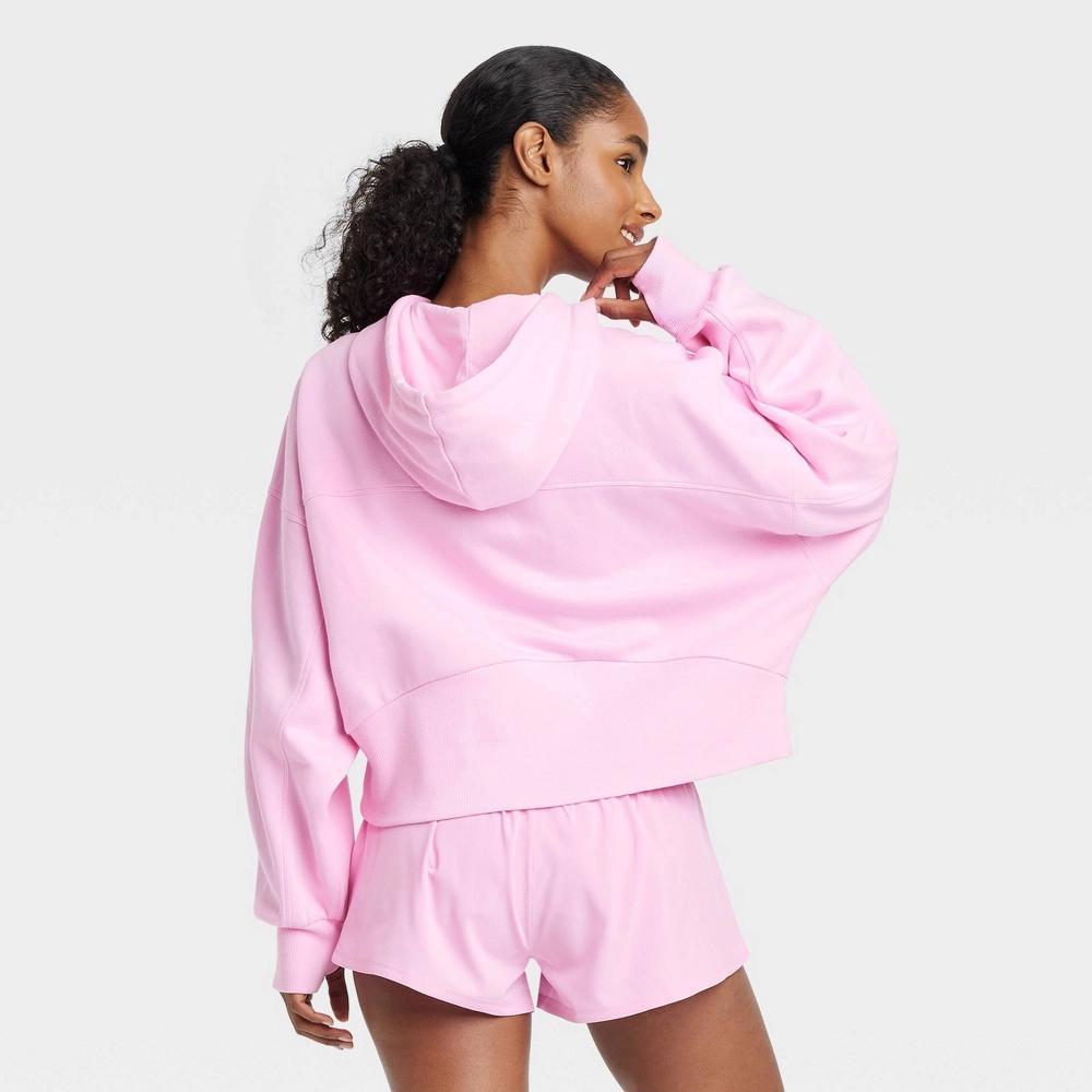 Women's Fleece Full-Zip Hooded Sweatshirt - JoyLab™ Light Pink S Product Image