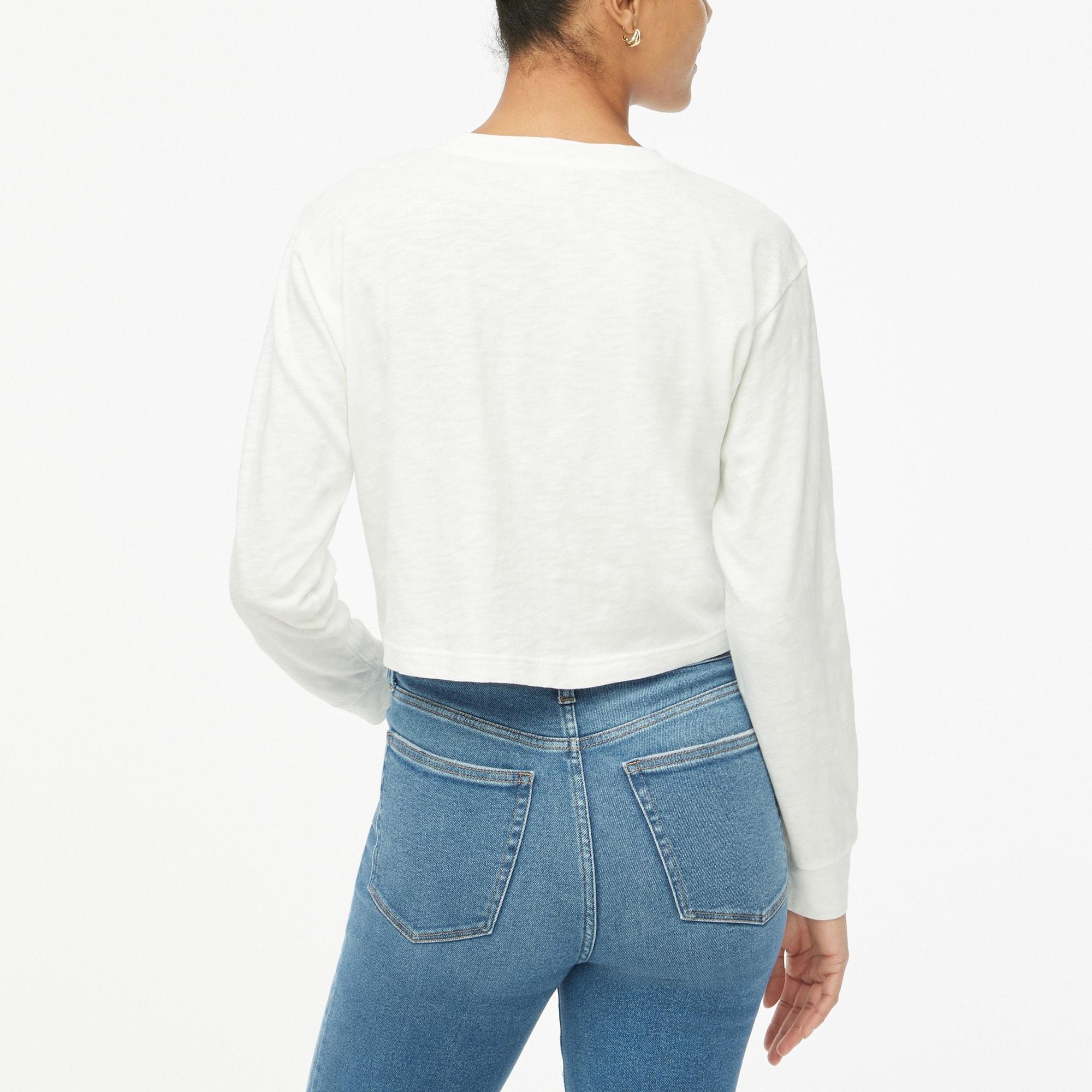 Long-sleeve cropped crewneck tee Product Image