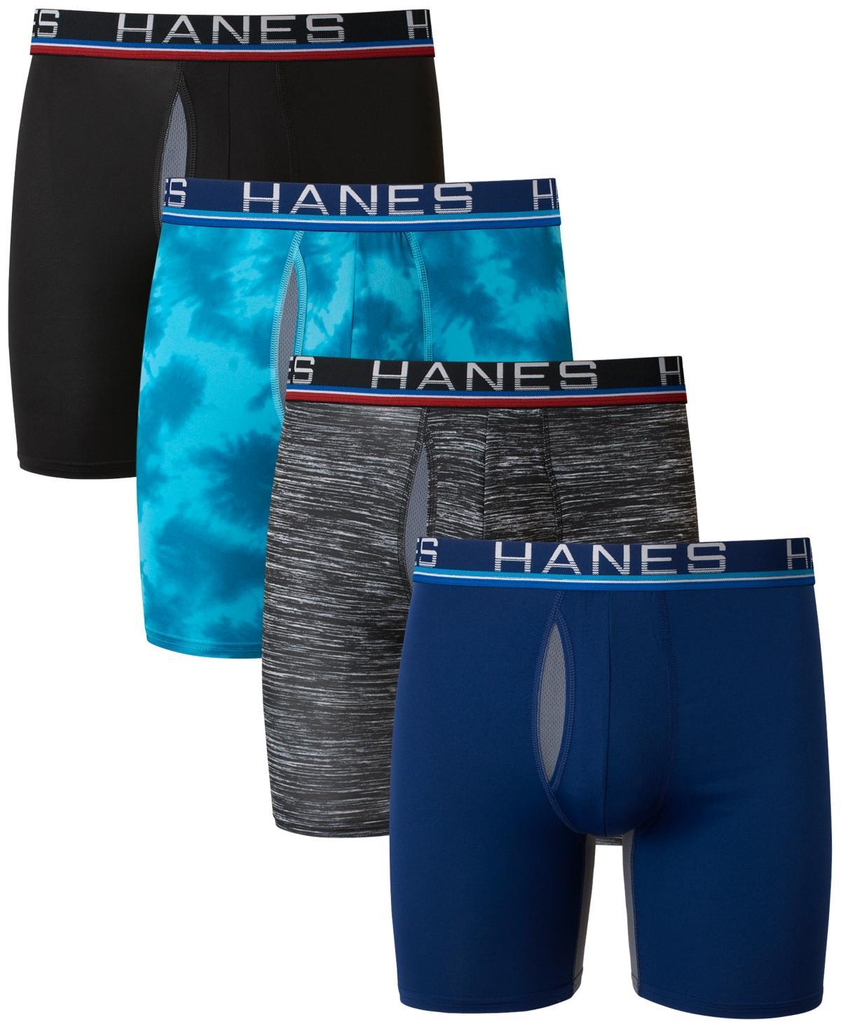 Mens Hanes Sport 4-Pack X-Temp Total Support Pouch Long-Leg Boxer Briefs Product Image