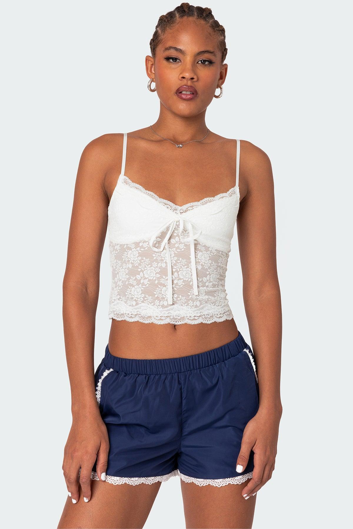 Cami Sheer Lace Tank Top Product Image