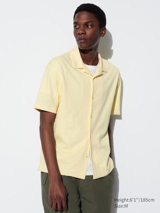 Mens Airism Cotton Full Open Polo Shirt (Open Collar) Yellow 3XL UNIQLO US Product Image