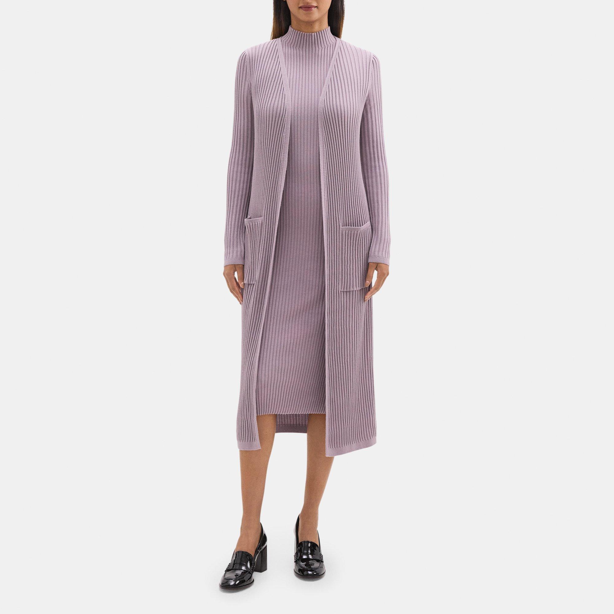 Fine Merino Wool Ribbed Duster Cardigan | Theory Outlet Product Image