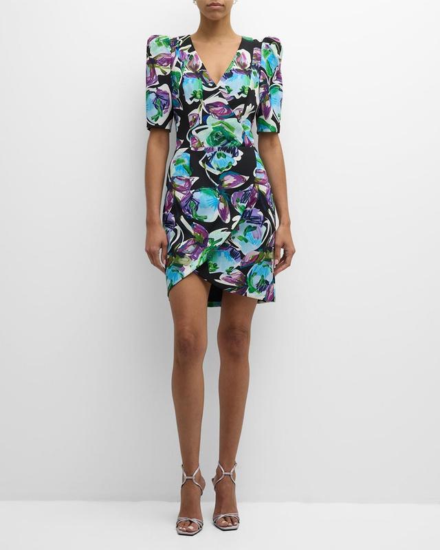 Neyda Floral-Print Puff-Sleeve Mini Dress Product Image