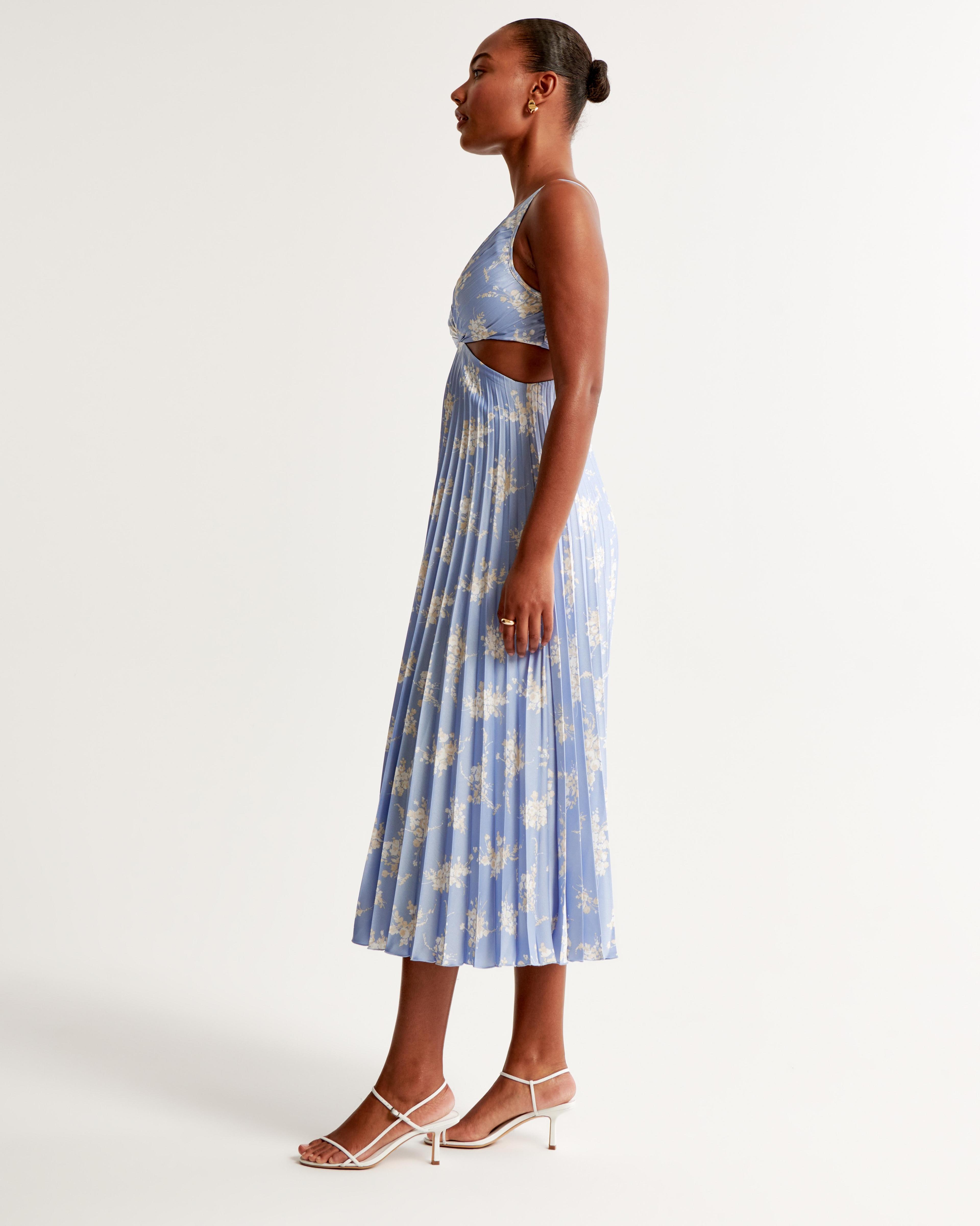 The A&F Giselle Pleated Cutout Maxi Dress Product Image