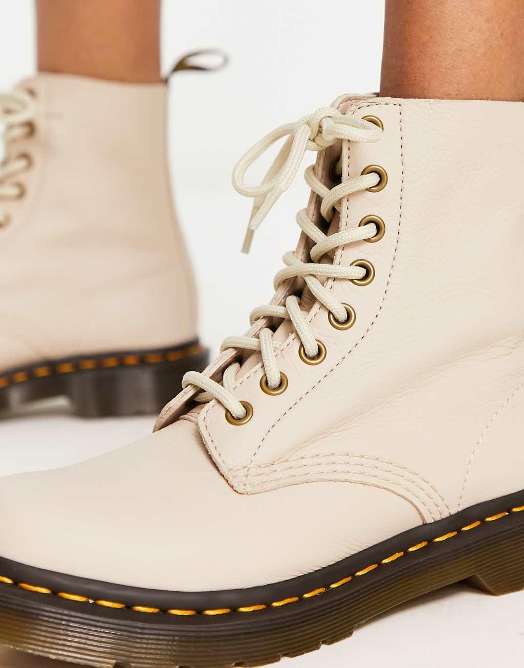 Dr Martens 1460 Pascal 8 eye leather boots in parchment beige Product Image