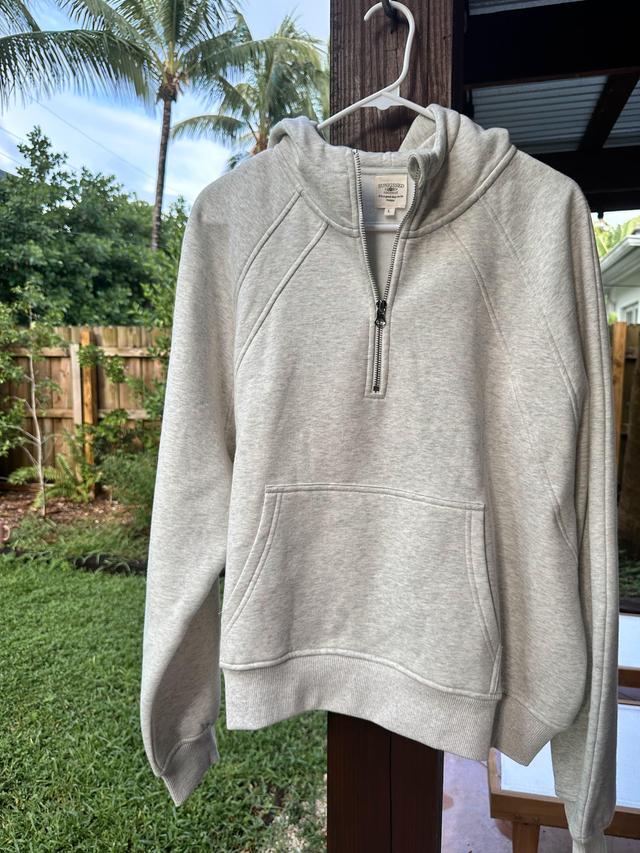 Salty Grey Pilates Detailed Waist Length Quarter Zip Hoodie Product Image