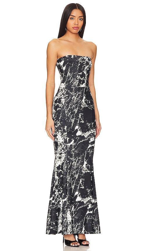 Norma Kamali Strapless Fishtail Gown in Black. Product Image