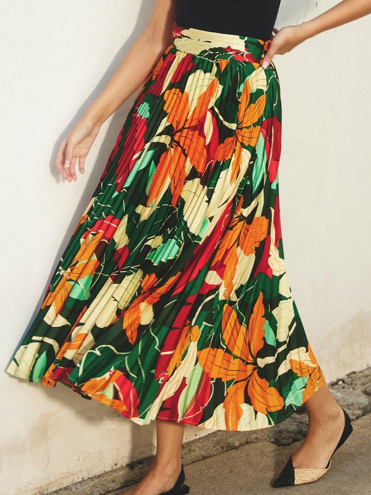 Dress Forum Tropical Pleated Midi Skirt Product Image