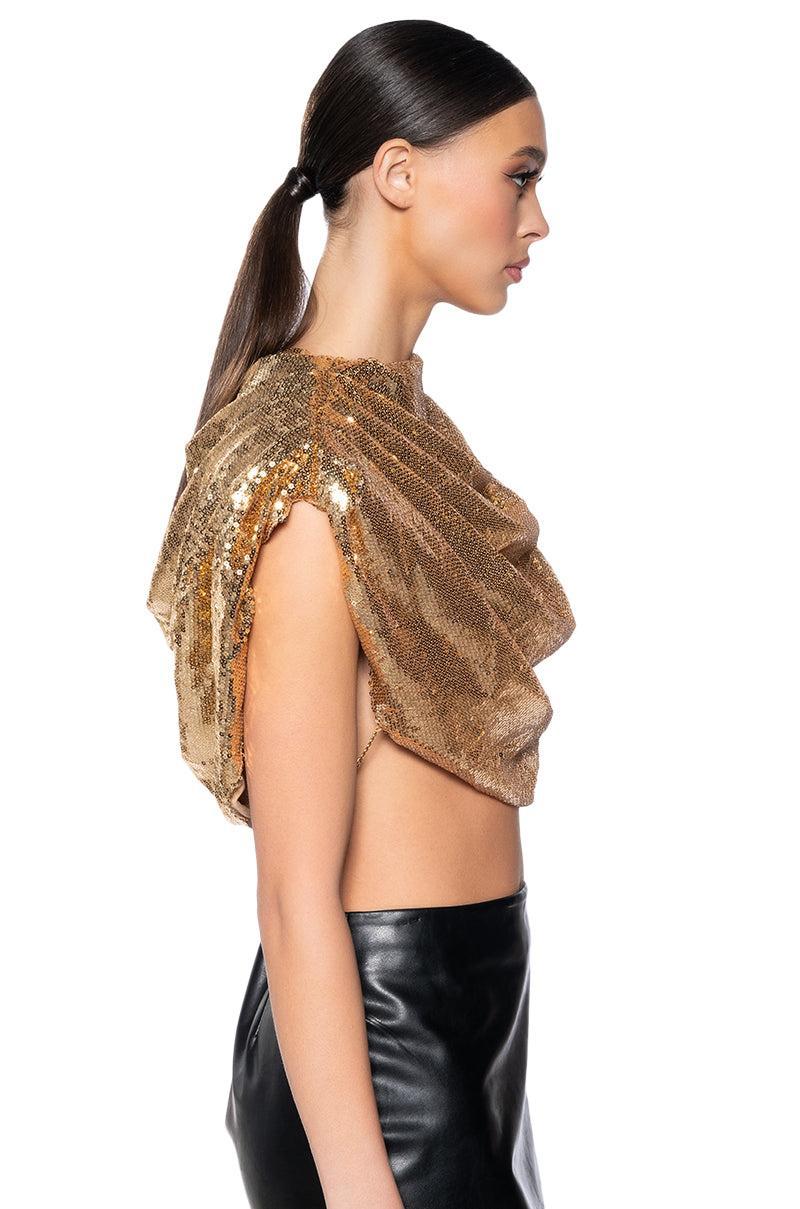 RUNWAY VIBE SEQUIN DRAMATIC TOP Product Image