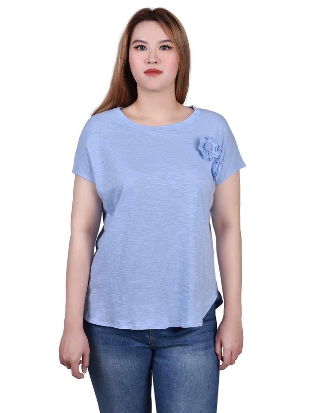 Short Sleeve Slub Knit Top - Petite Product Image