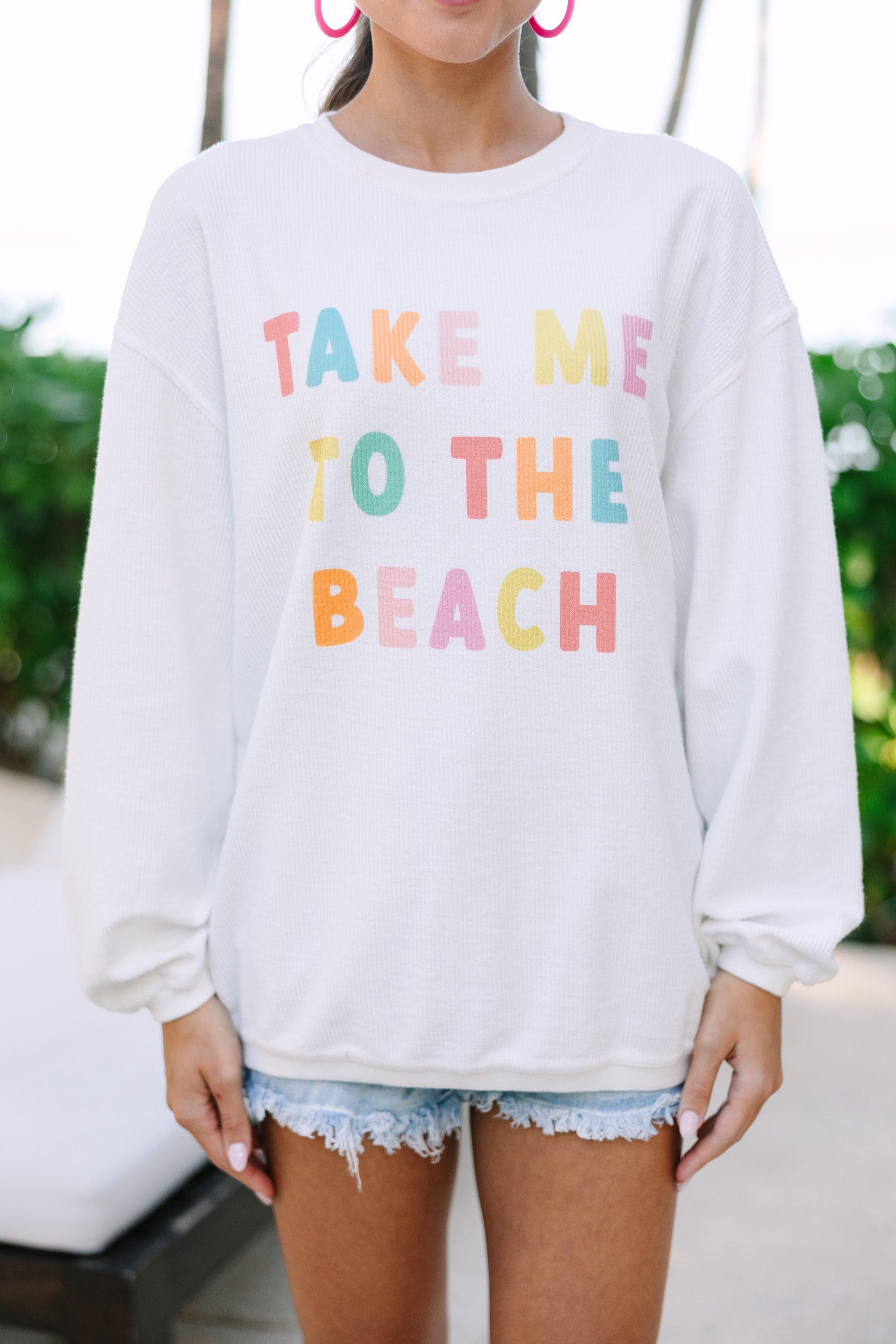 To The Beach White Graphic Corded Sweatshirt Female Product Image