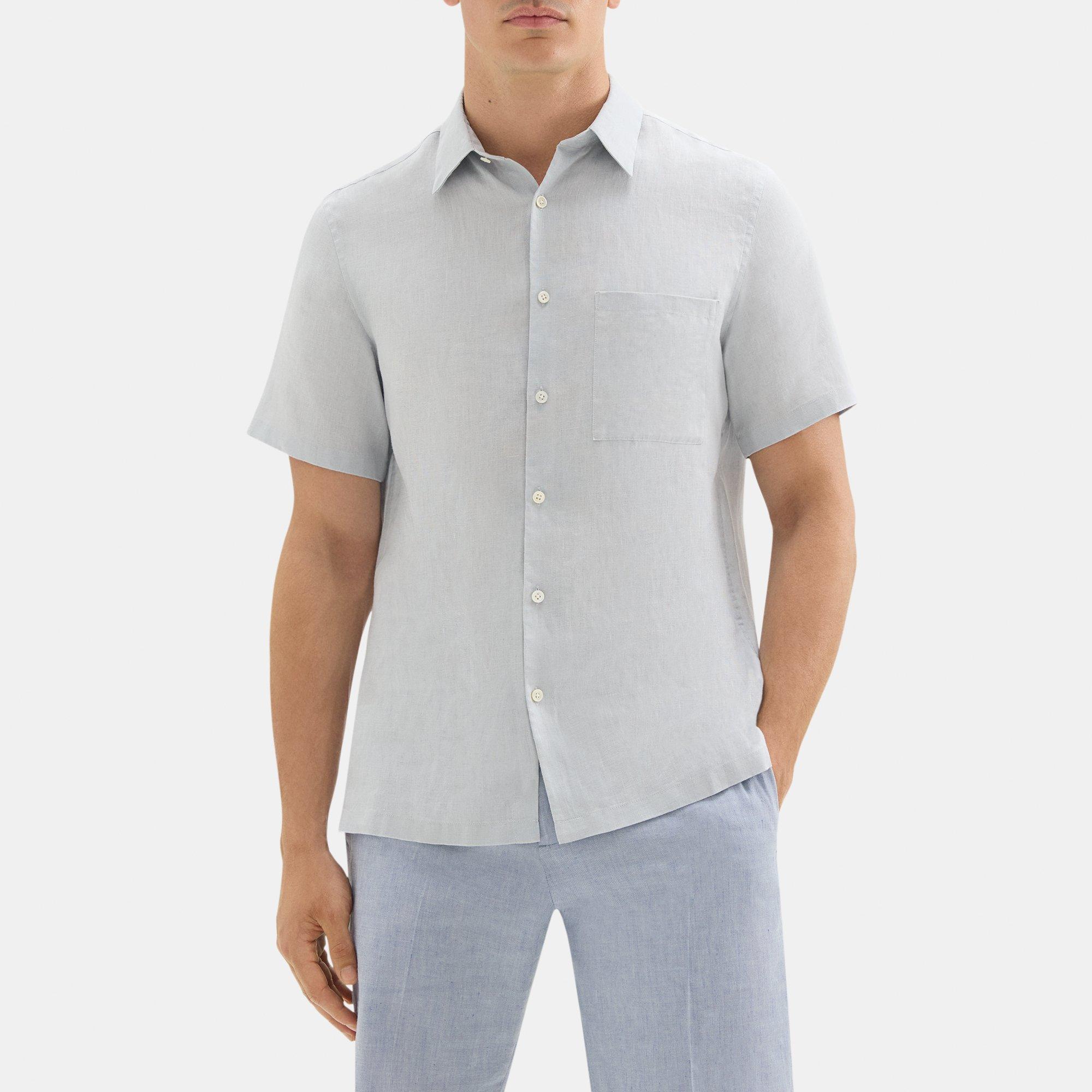 Linen Standard-Fit Short-Sleeve Shirt | Theory Outlet Product Image