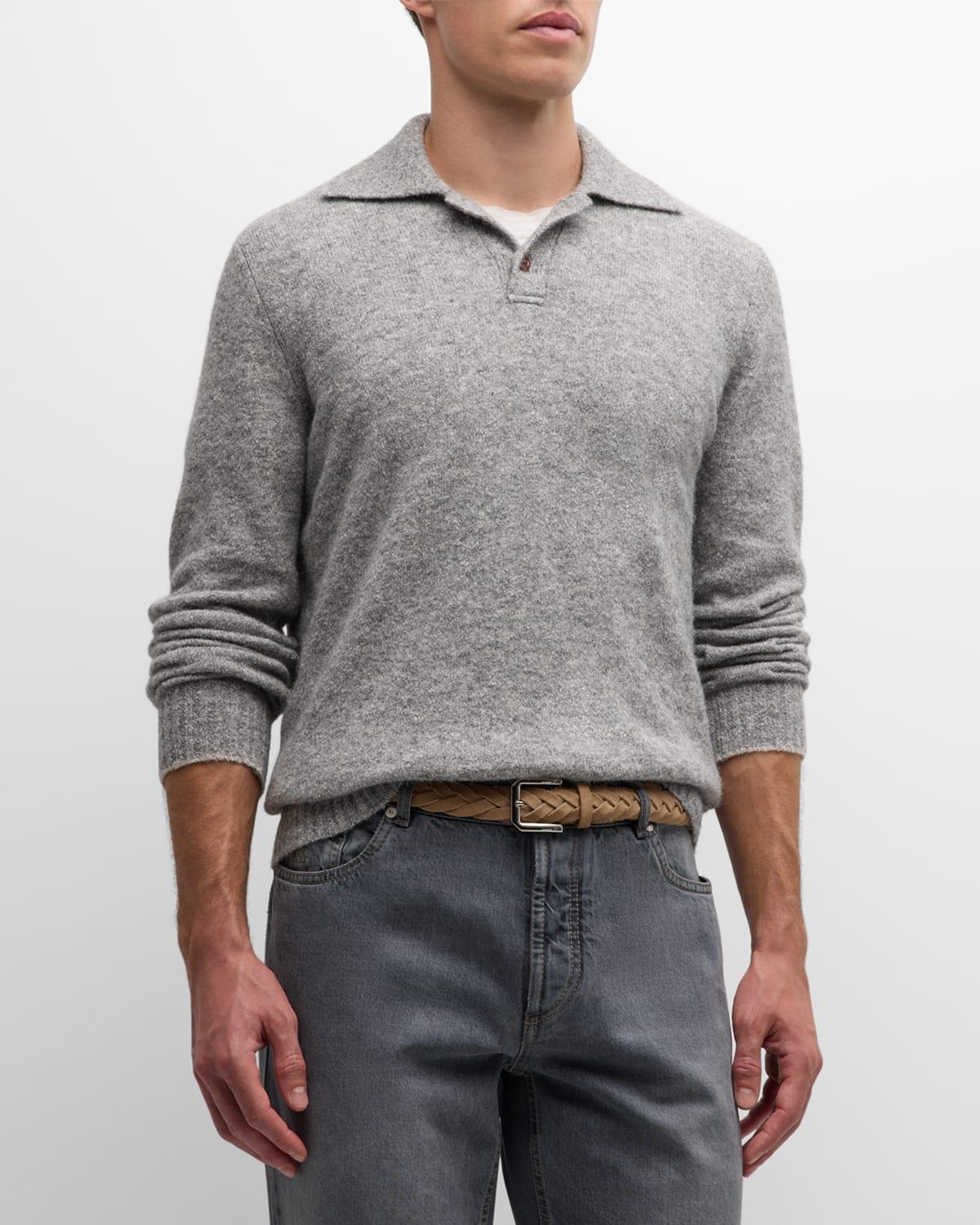 Mens Heathered Knit Polo Sweater product image