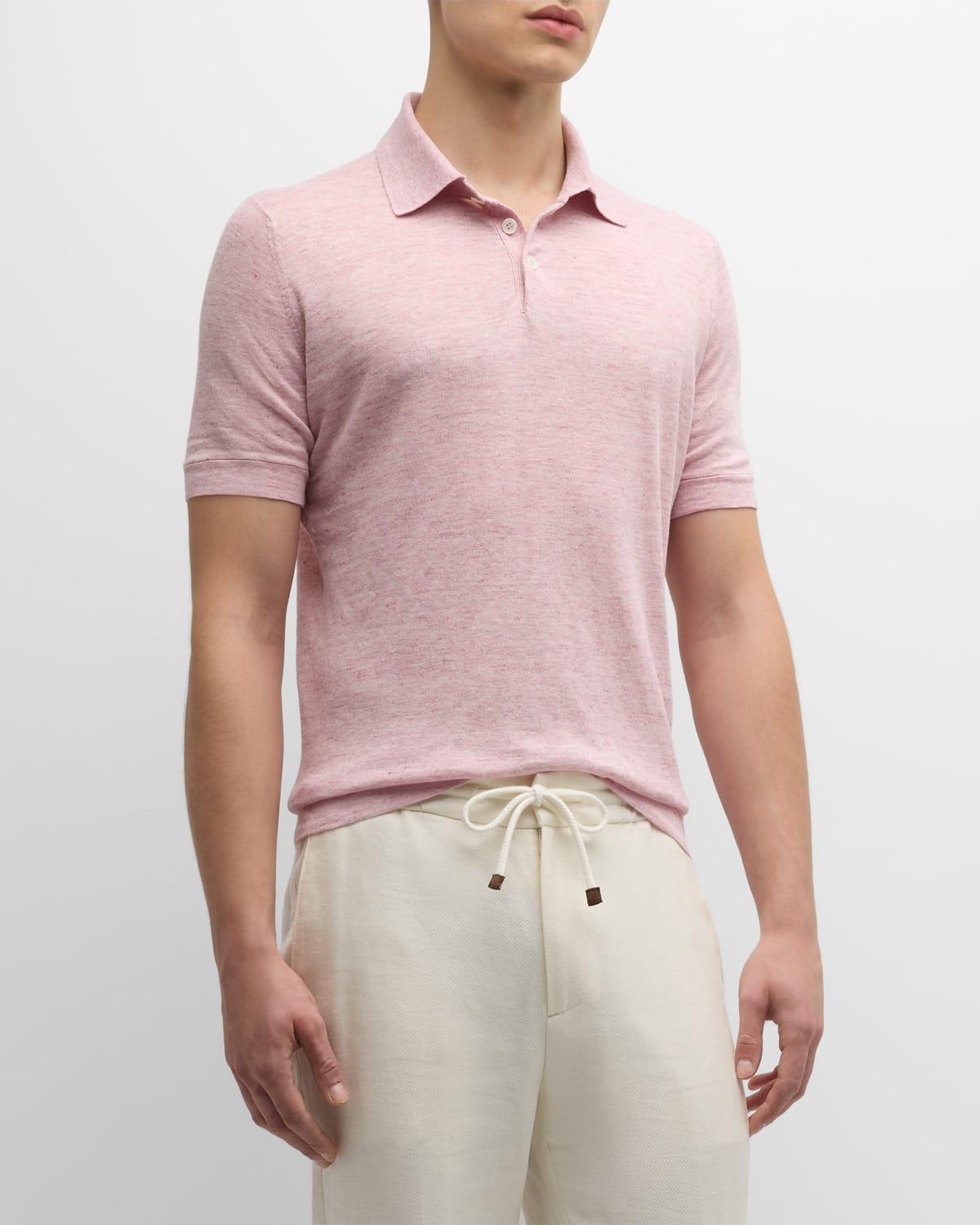 Mens Linen And Cotton Knit Polo Product Image