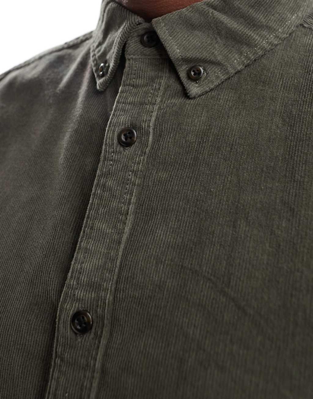 ONLY & SONS cord shirt in charcoal Product Image