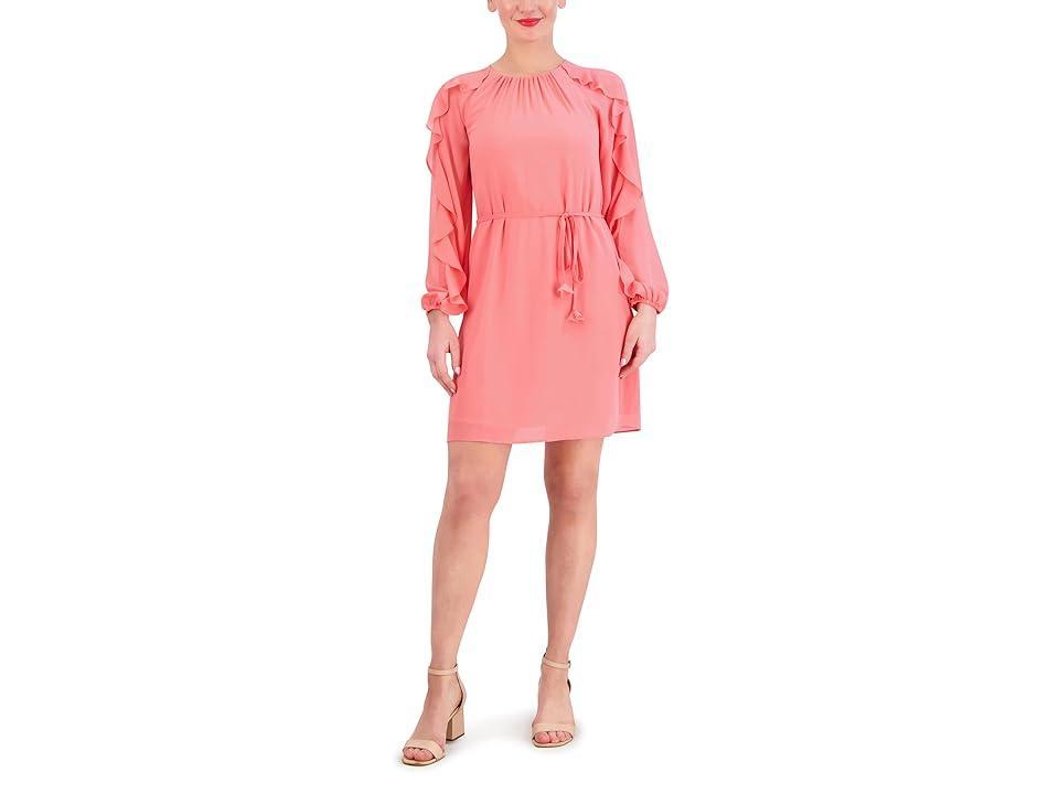 Vince Camuto Ruffle Long Sleeve Chiffon Minidress Product Image