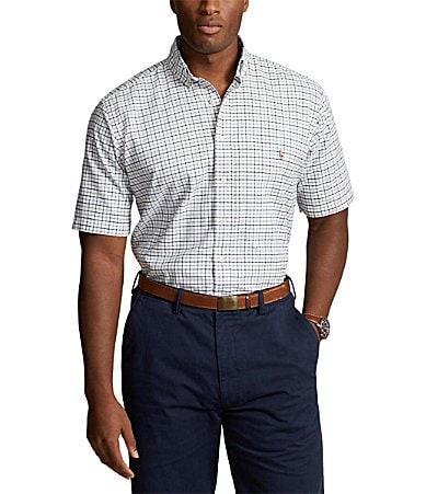 Polo Ralph Lauren Classic Fit Tattersall Oxford Short Sleeve Shirt (Grey Heather/White) Men's Short Sleeve Knit Product Image