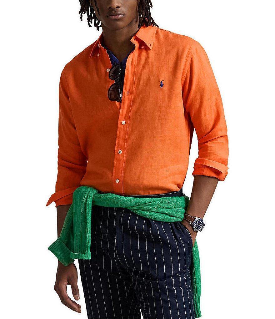 Polo Ralph Lauren Piece Dye Linen Long Sleeve Woven Shirt Product Image