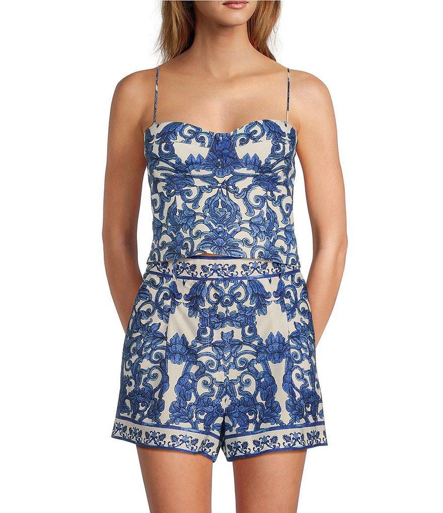 Antonio Melani Atlas Printed Cotton Button Front Bustier Coordinating Top Product Image